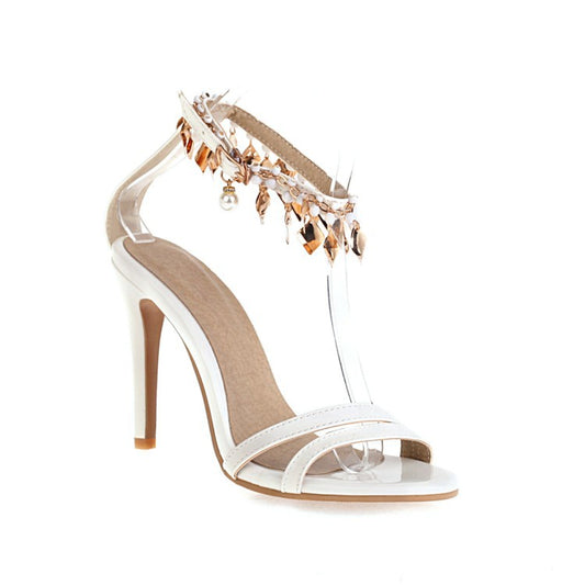 Women's Pearl Buckle Belt High Heel Stiletto Sandals