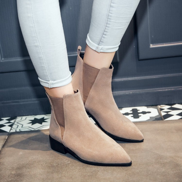 Autumn Winter Chelsea Boots Leisure Low Heel Ankle Boots Women's Shoes