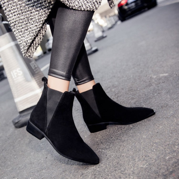 Autumn Winter Chelsea Boots Leisure Low Heel Ankle Boots Women's Shoes