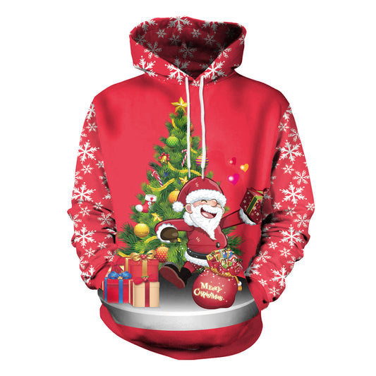 Couple Christmas Print Hooded Sweatshirt