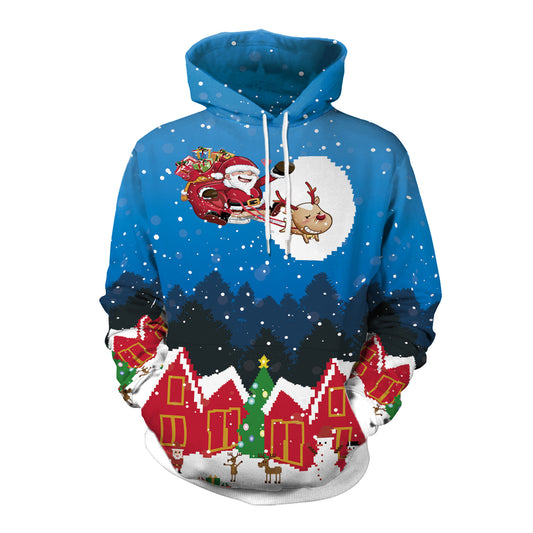 Couple Christmas Print Hooded Sweatshirt