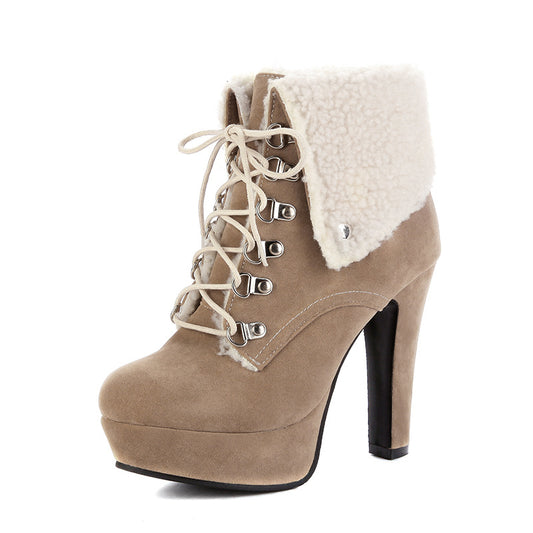 Women Shoes Winter Ultra-high Heel Platform Short Boots