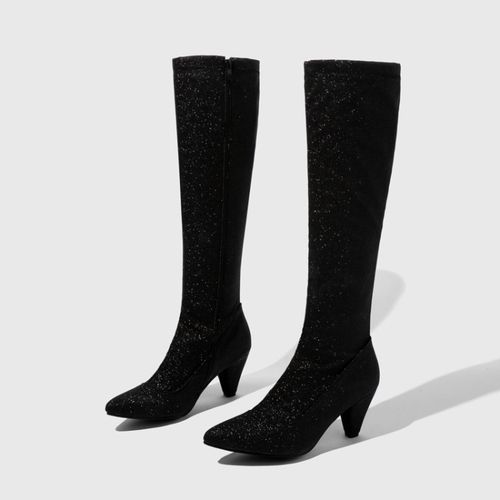 Pointed Toe Zipper Women High Heel Knee High Boots