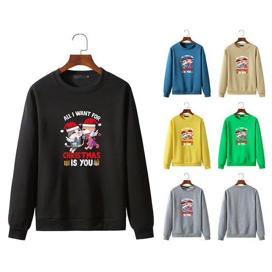 Men's Christmas Cat Print Round Neck Long Sleeve Sweatshirt