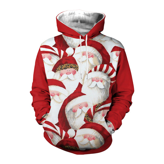 Couple Santa Printed Sweatshirt Casual Pullover Hoodie