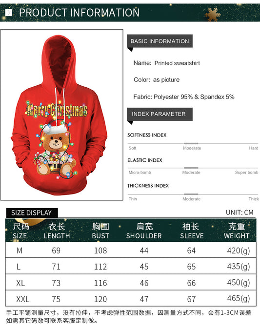 Christmas Sweater Printed Casual Hedging Hooded Couple