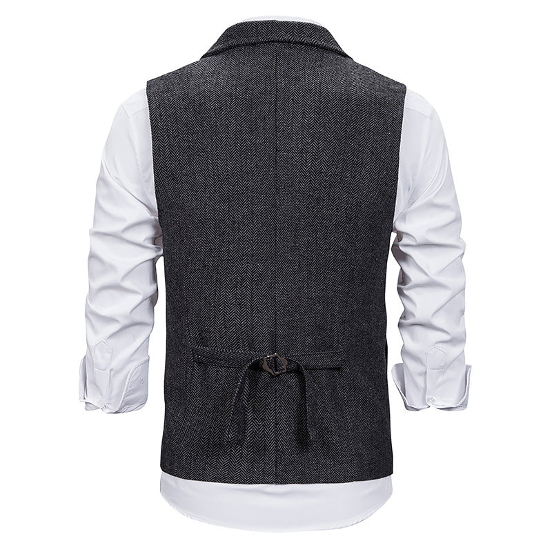 Men's Herringbone Single-breasted Lapel Waistcoat Suit Vest