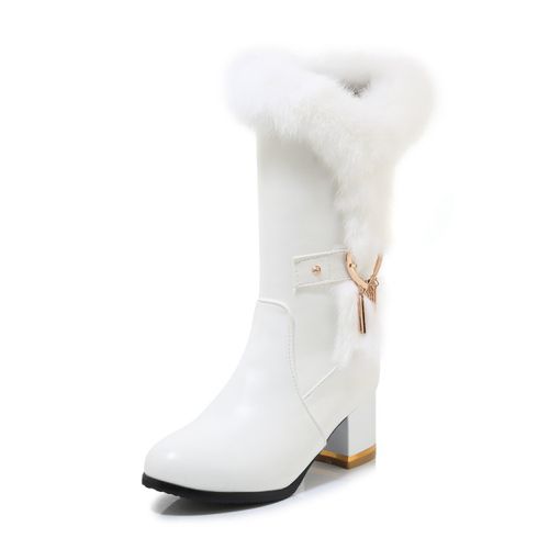 Women Tassel High Heels Mid Calf Boots