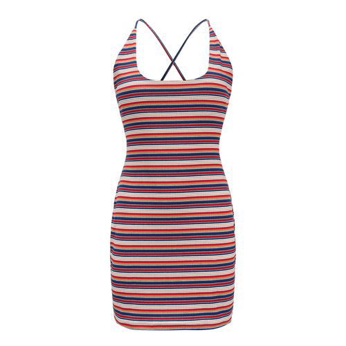 Stripe Night Club Sexy Backless Summer Short Women's Dresses