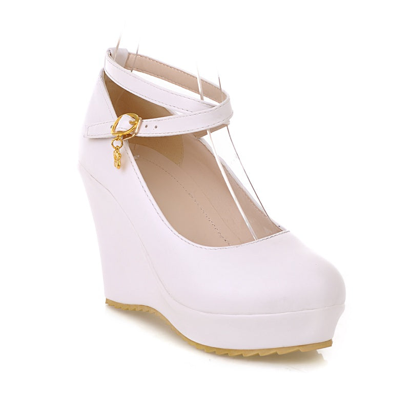 Ankle Straps High Heel Platform Wedges Shoes Woman 7457