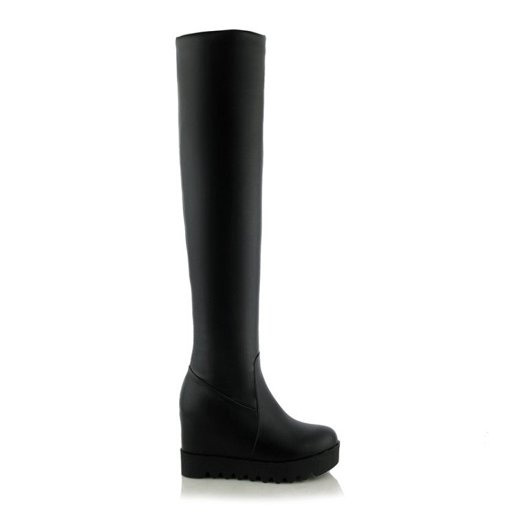 Side Zip Platform Tall Boots Shoes for Women 6613