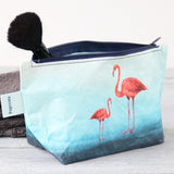 kulturtasche Beutel täschchen Kulturbeutel Kosmetiktasche „flamingo“ Etui Papier Tyvek reissfest wasserfest Paprcuts