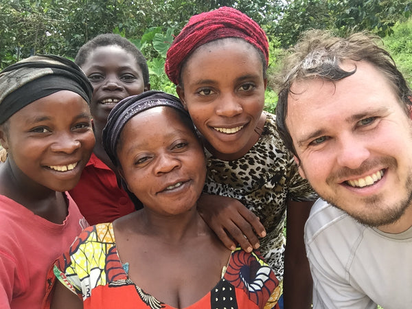 Chris Treter with farmers at Muungano cooperative, DRC