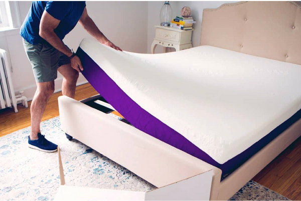 Polysleep mattress being installed on a foundation