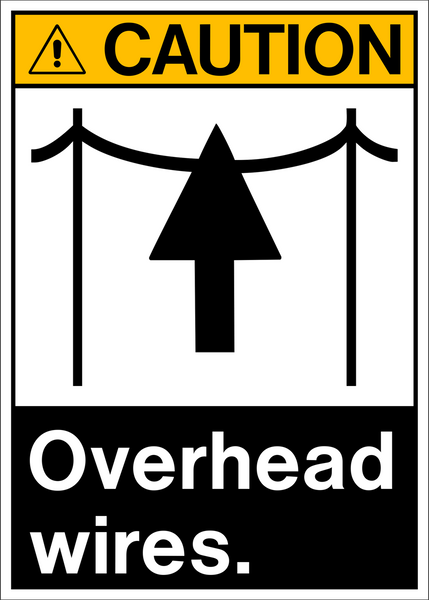 Caution Overhead Wires Western Safety Sign