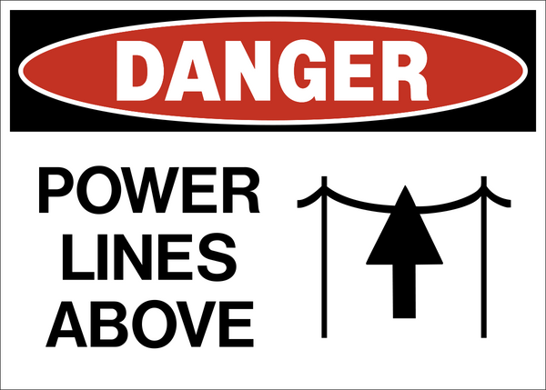 Danger Overhead Powerlines Western Safety Sign