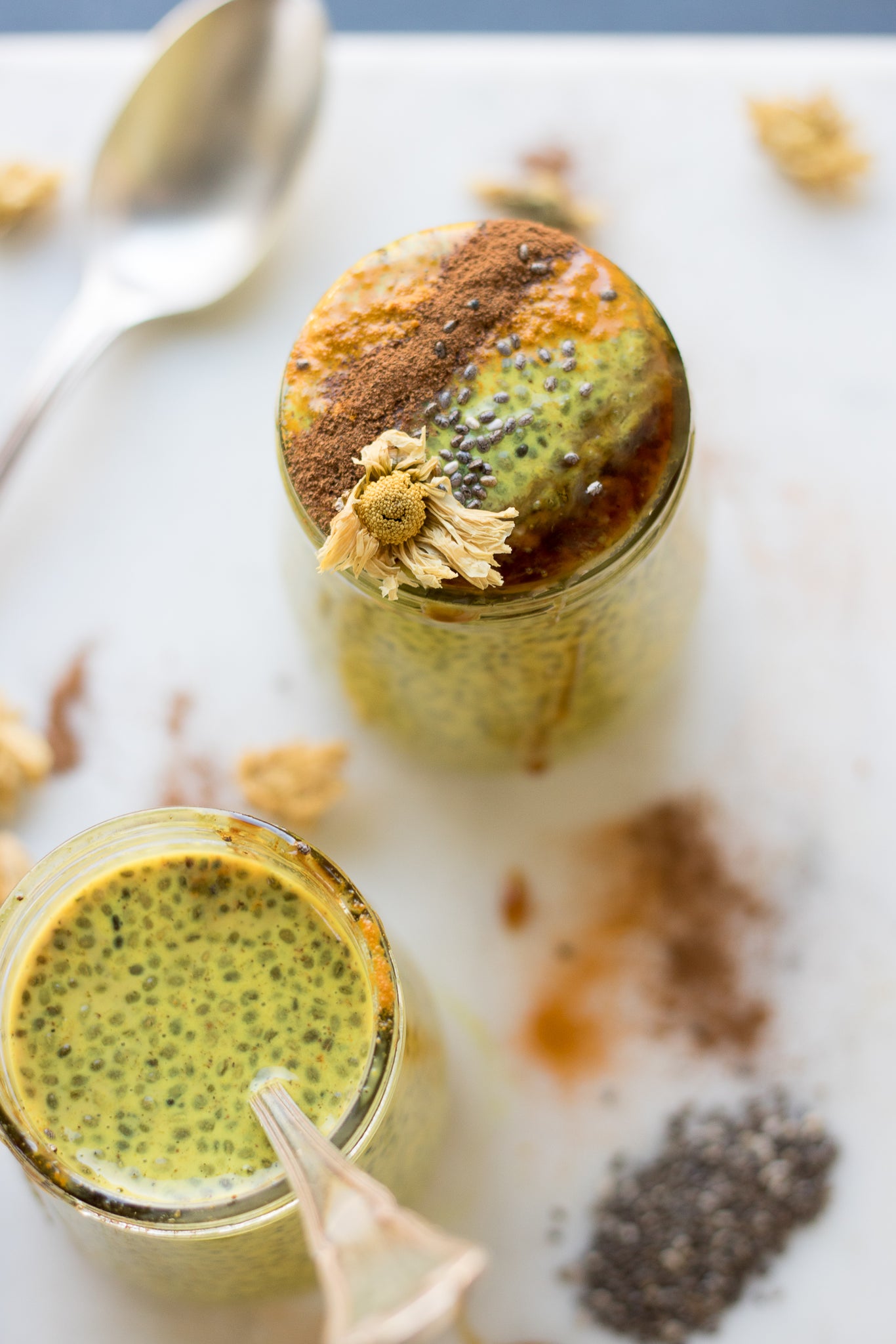 Chrysanthemum-Infused Golden Milk Chia Pudding