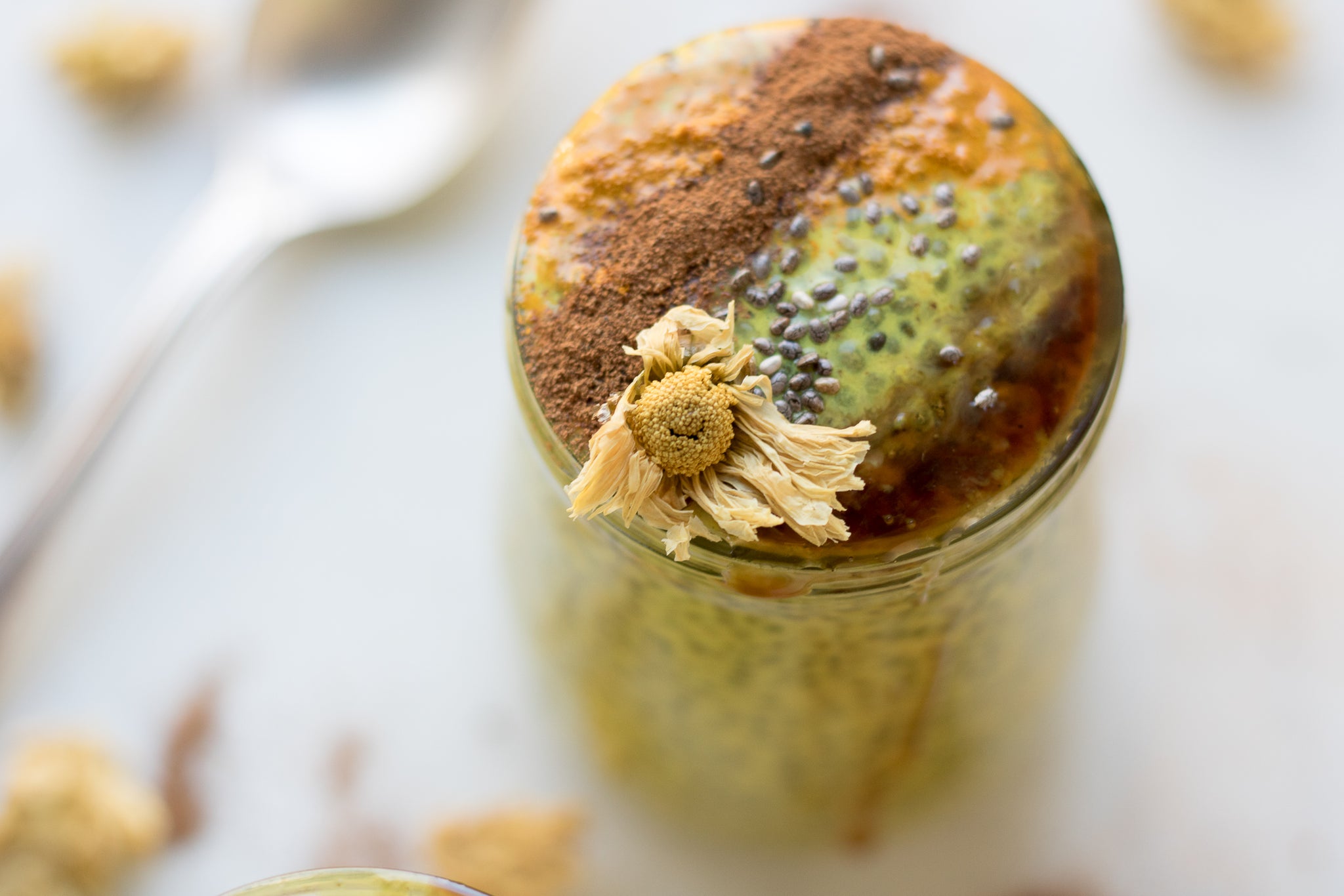 Chrysanthemum-Infused Golden Milk Chia Pudding