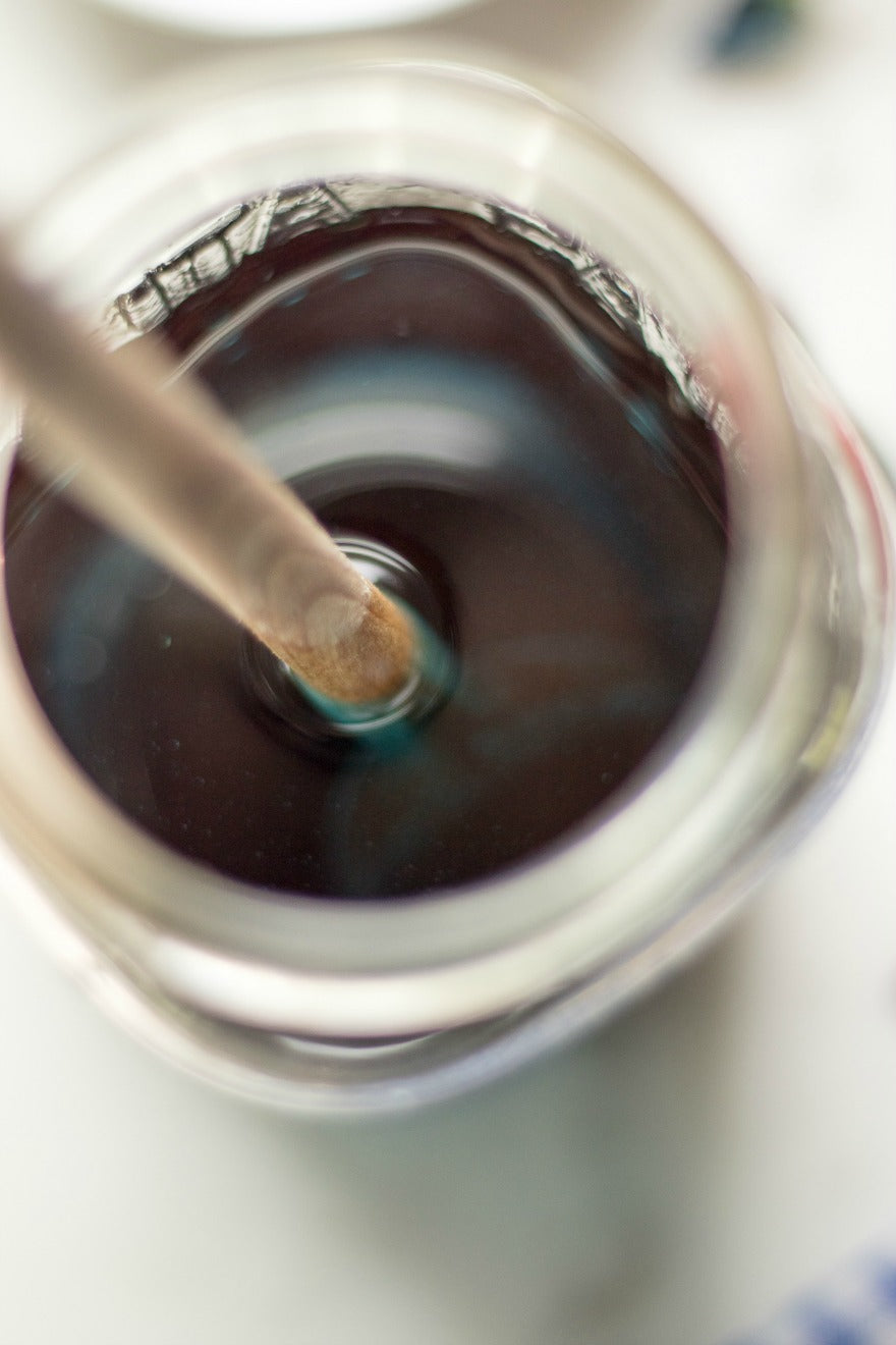 Blue Butterfly Pea Flower Simple Syrup stir