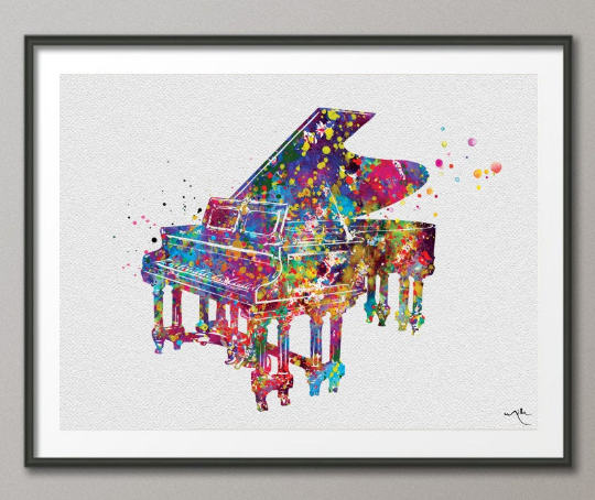 Piano Watercolor Print Music Instrument Wall Art Poster Music Piano Ar Cocomilla