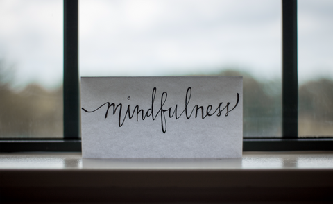mindfulness written on paper in window