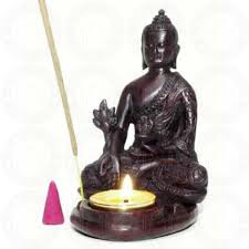 Details about   Stone BUDDHA Incense Sticks Cone Burner Resin Charcoal Tealight Candles 