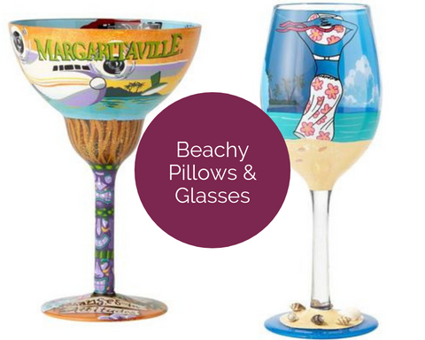 Beachy Pillows and Glasses