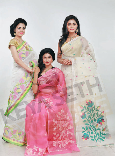 pure muslin & jamdani saree 