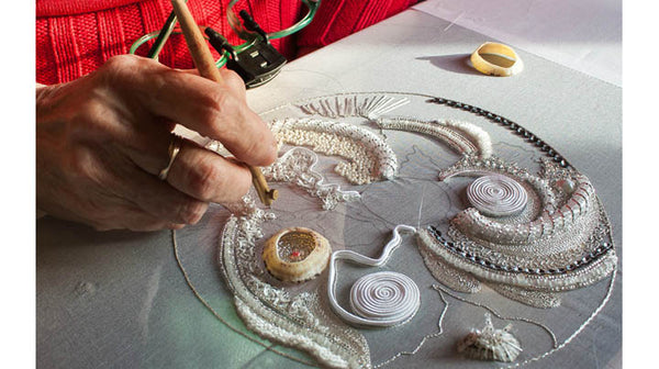 hand work on saree 