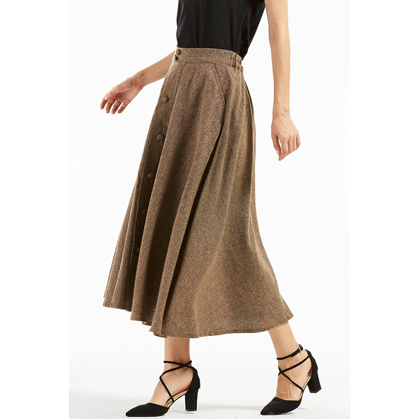 nuyuh】high waist button skirt-connectedremag.com