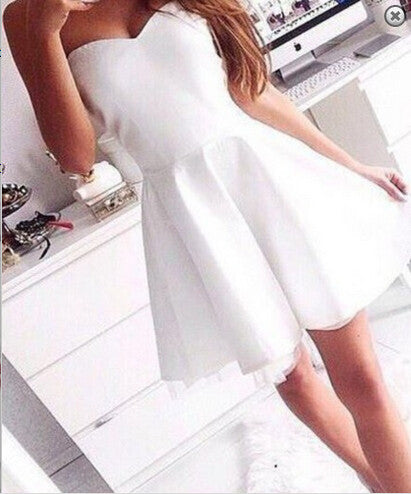 satin white dress short
