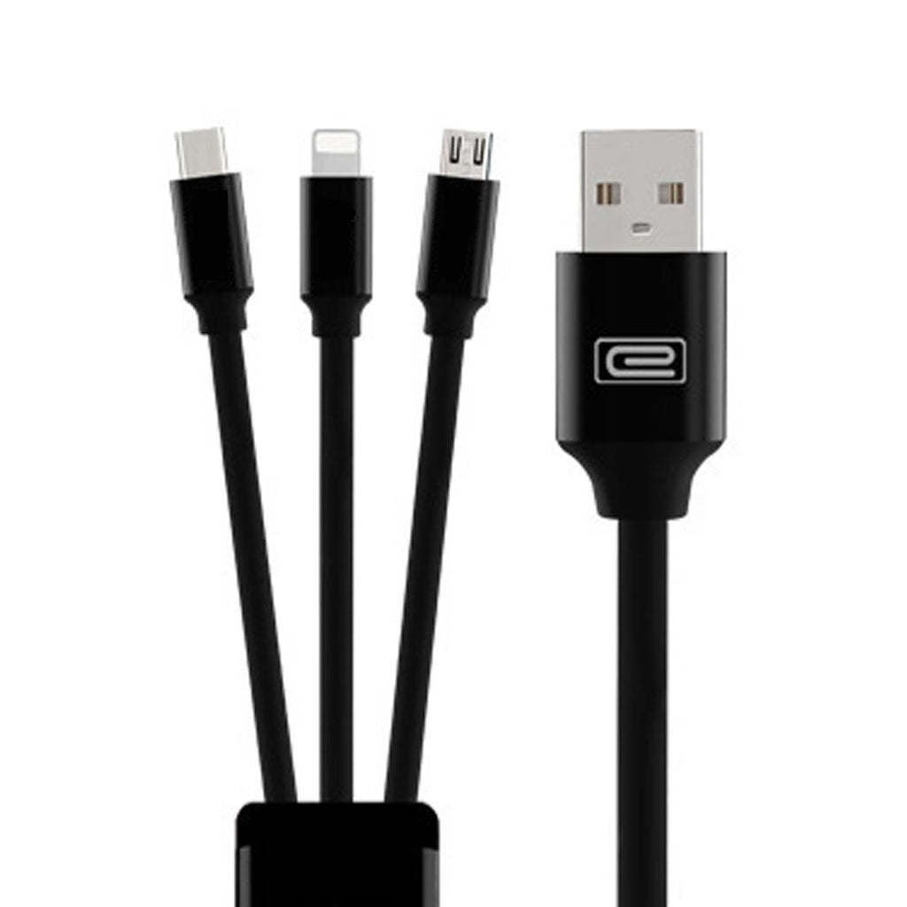 3 in 1 Micro Usb Lightning Type C Date Charge Sync Cable Black For iPh