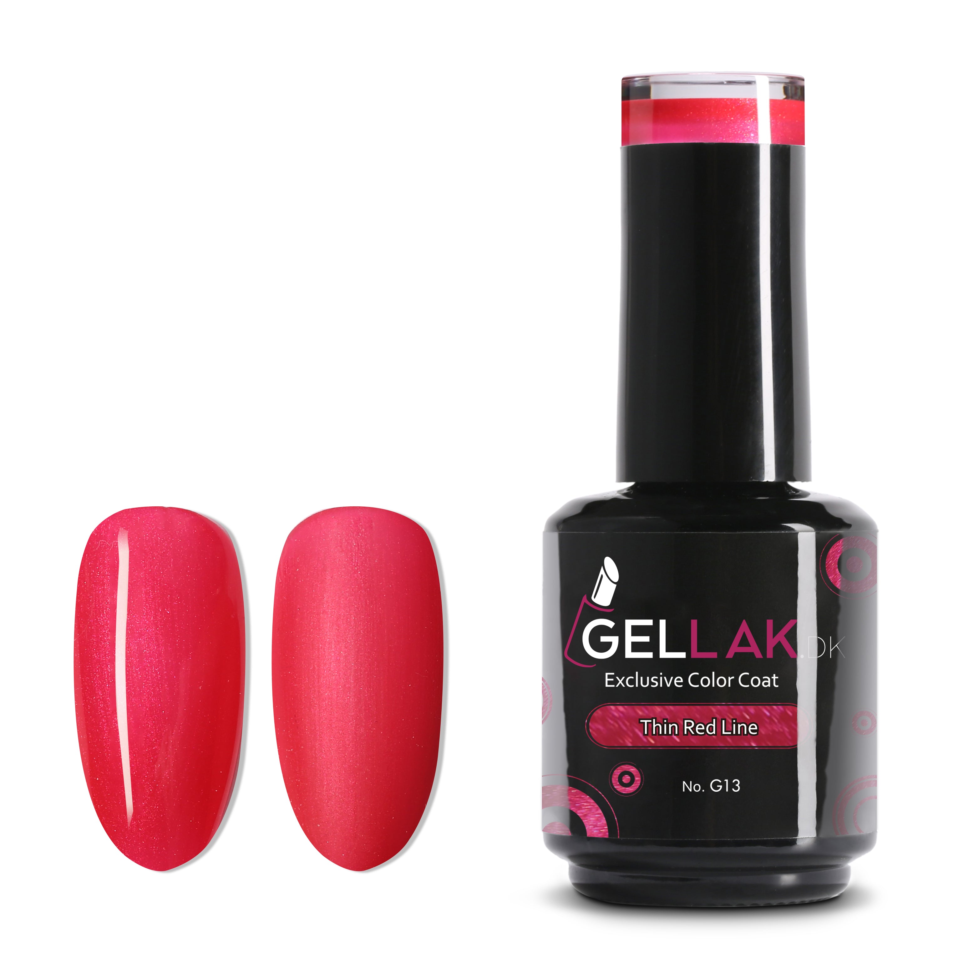 Gel Neglelak Rød Shimmer | 15 ml Thin Red G13 | Gellak.dk