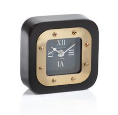 black and brass clock zodax