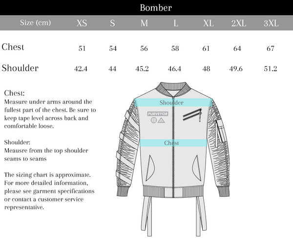 Purveyor Bomber Jacket Size Chart
