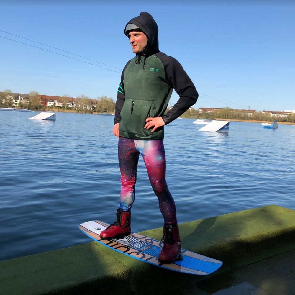 Wake Boarding in mens tights