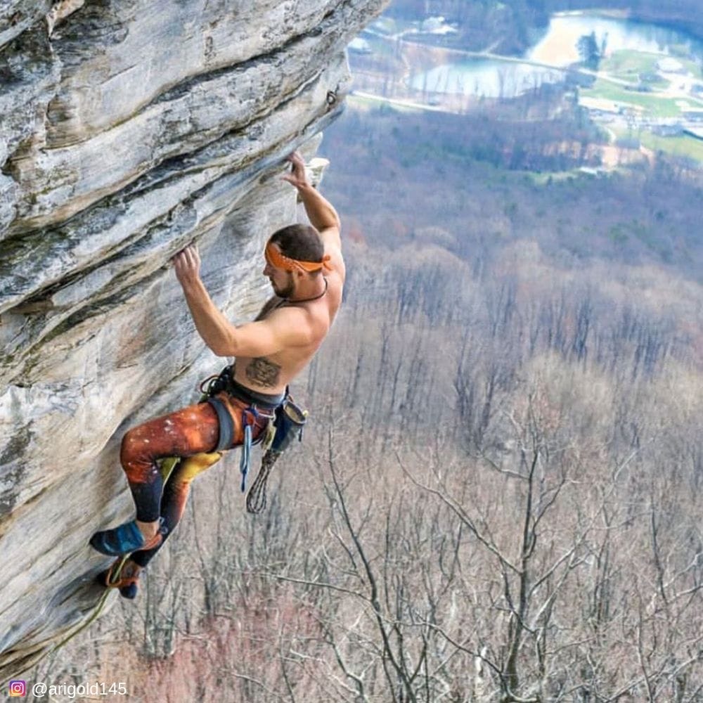 Rock climing in kapow meggings