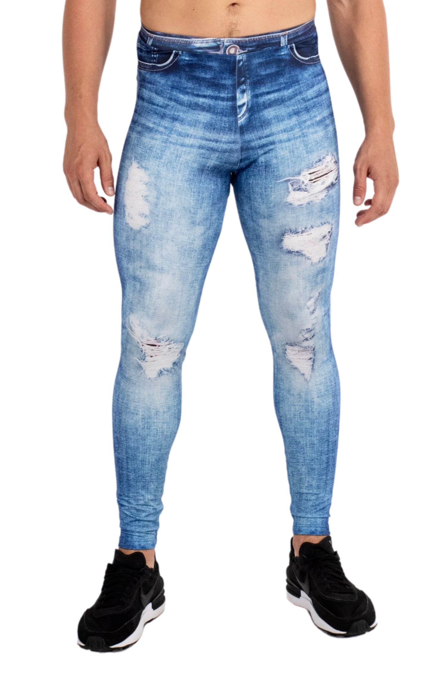 Denim Dan Men's Leggings | Blue Jeans Print | Kapow Meggings