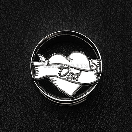 I Heart Dad Hollow 316L Surgical Steel Double Flared Ear Plug Sold as a Pair