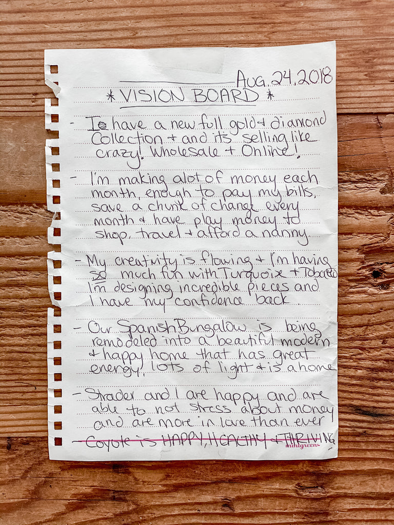 How to Write a Vision Board from Turquoise and Tobacco