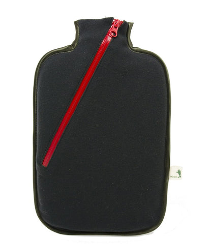 Black Eco Sustainable Hot Water Bottle with Zip Cover