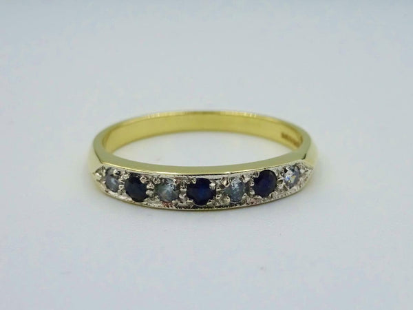 9ct Yellow Gold Ring Sapphire Cubic Zirconia 1/2 ET  Ring Gift Boxed