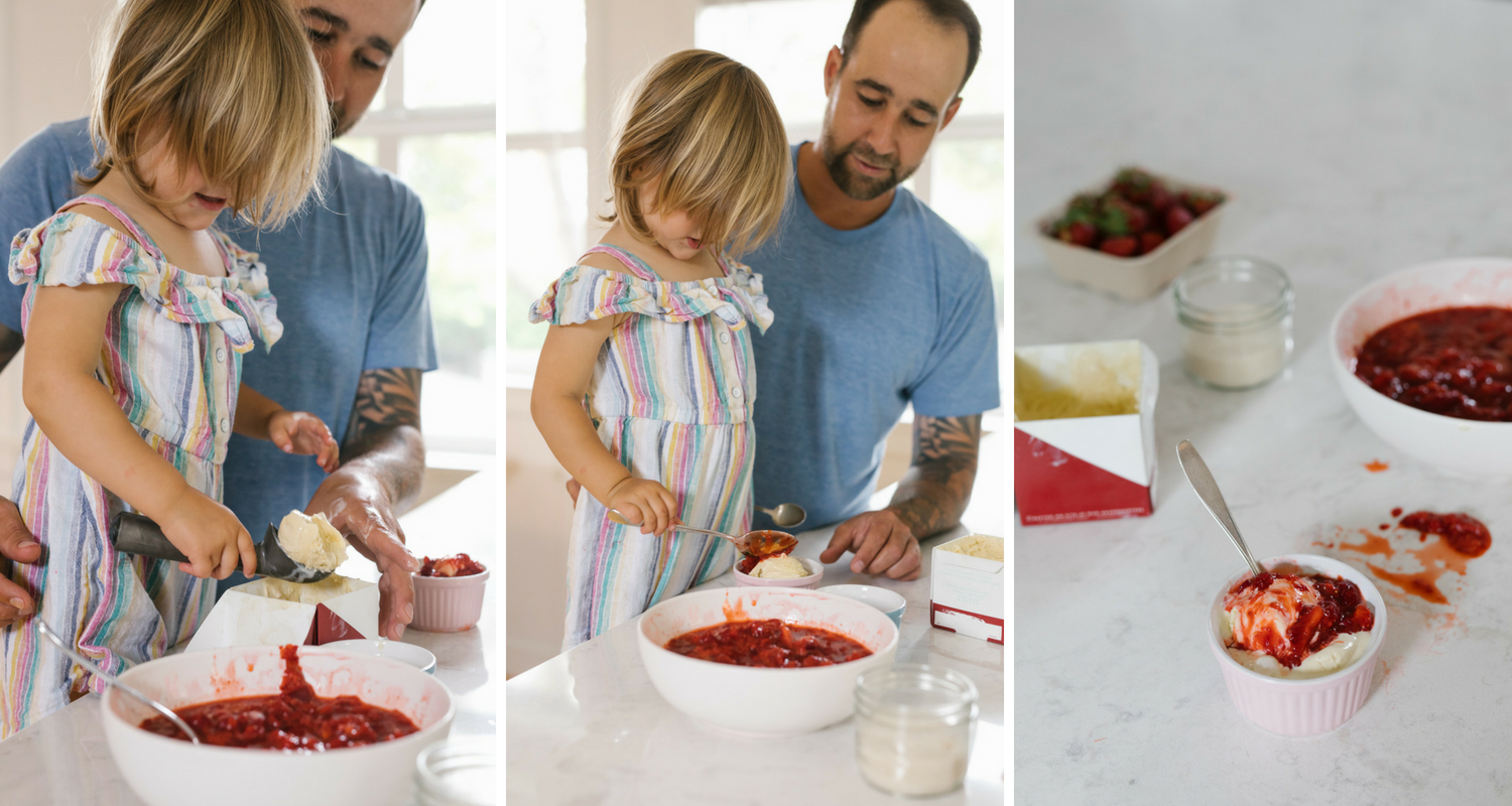 Delicious summer treat  of strawberries and ice cream from Abeego