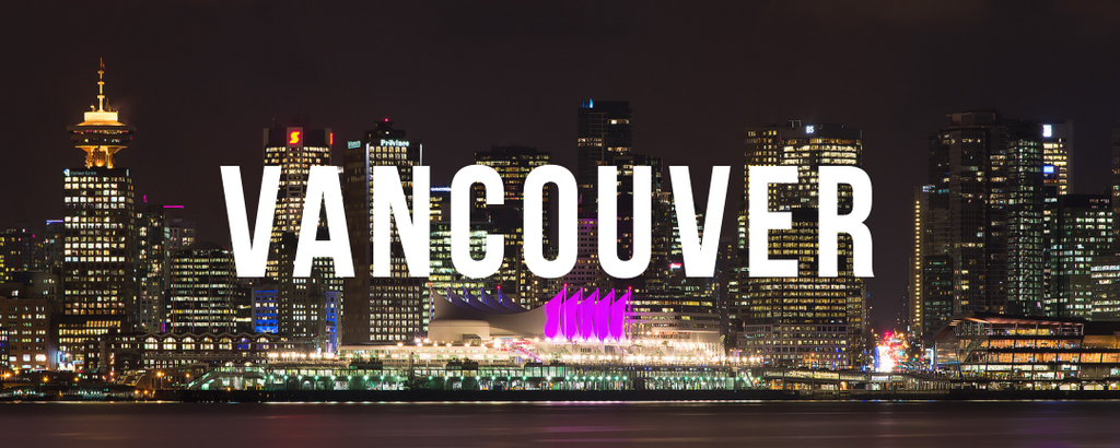 vancouver at night with text