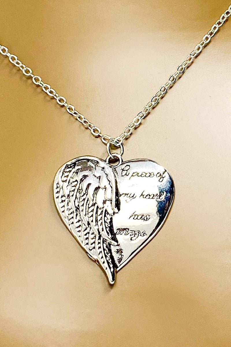 a piece of my heart has wings necklace