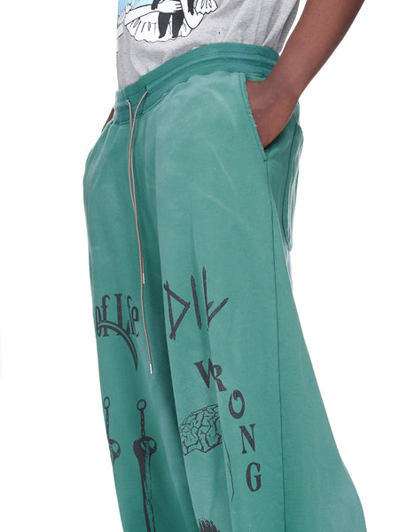 Baggy Distressed Sweat Pants (KL710-GREEN)