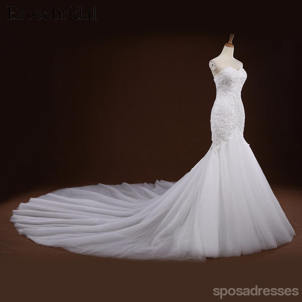 mermaid wedding dress with long tail