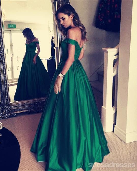 emerald green off the shoulder gown