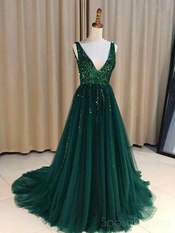 a line emerald green dress