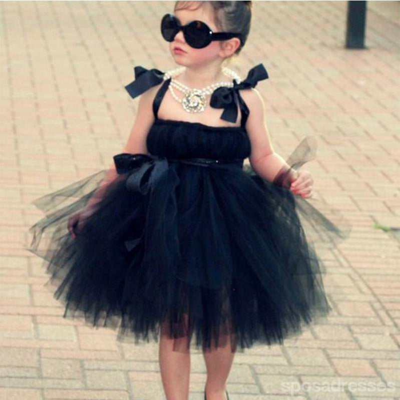 Cool Black Tulle Little Girl Dresses 
